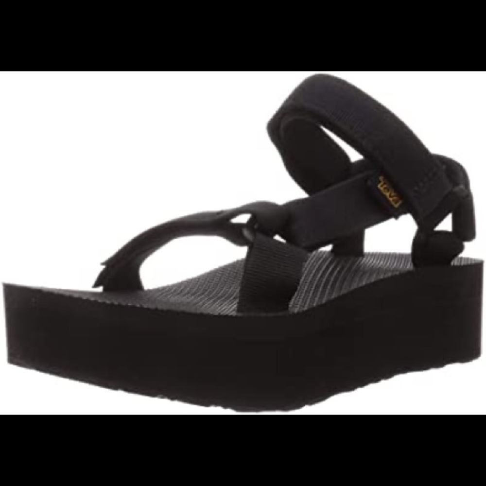 Womens black platform Teva sandals Size 6